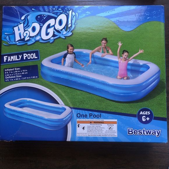 Bestway H2OGO Rectangular Inflatable 8ft 7in x 69in x 18in Family Pool | Summer - Picture 2 of 12